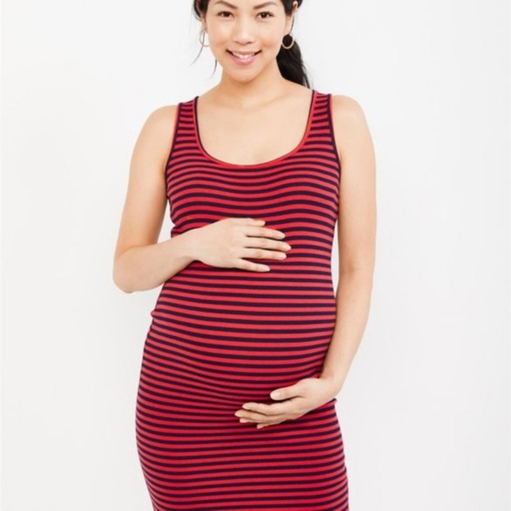 Motherhood sleeveless rib knit maternity dress